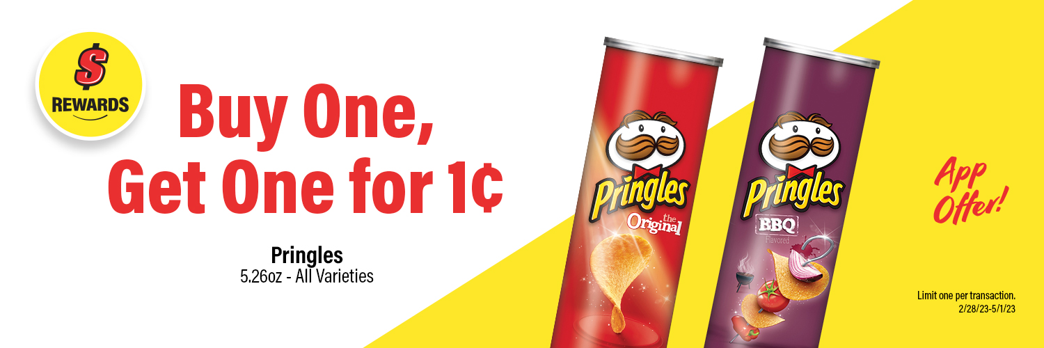 Buy one, get one for 1¢ any 5.26oz Pringles