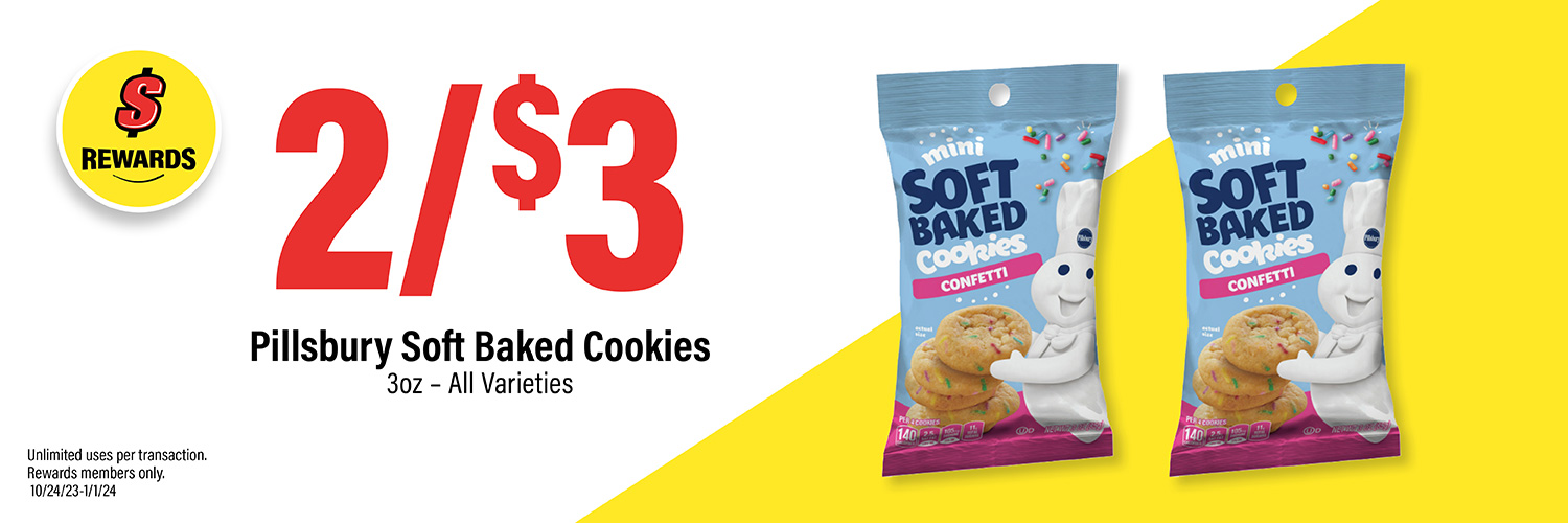 2/$3 Pillsbury Soft Baked Cookies